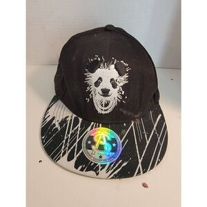 Sole Addiction Men's Black Panda Paint Splatter Print Snapback Hat OSFM